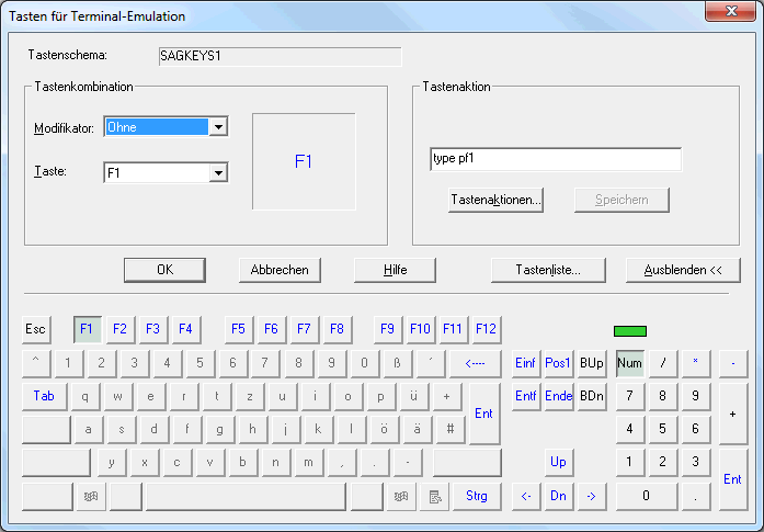Tasten f&uuml;r Terminal-Emulation