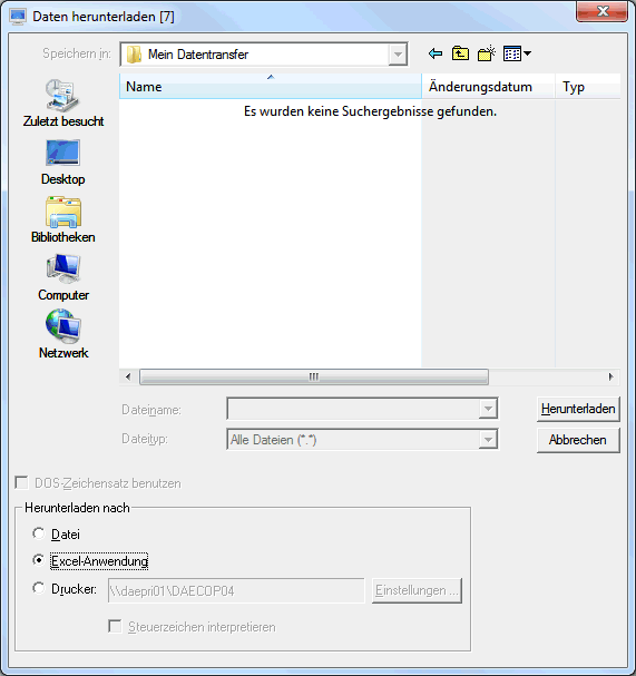 Daten nach Excel herunterladen