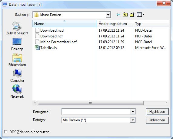 Daten in eine Datei hochladen