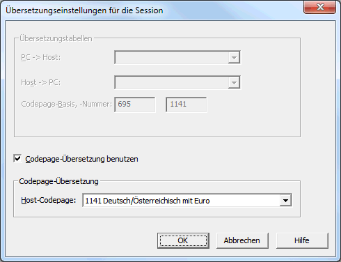 Session translation settings