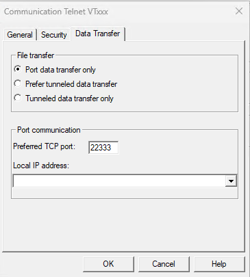 Communication - Telnet Vtxxx - Data Transfer