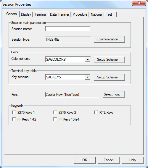 Session Properties - General