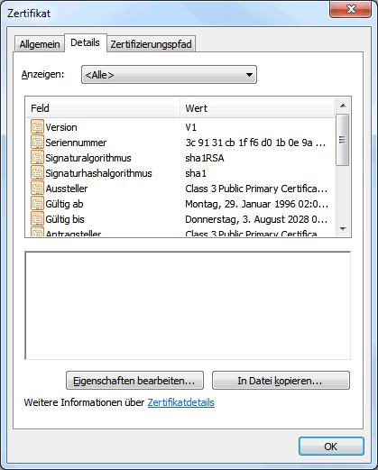 Zertifikatsdetails