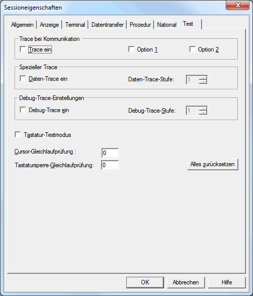 Session-Eigenschaften - Test