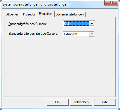 Systemvoreinstellungen und Einstellungen - Emulation