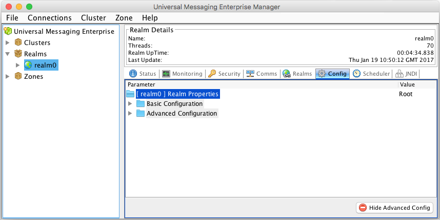 The image shows the Configuration tab of the Enterprise Manager.