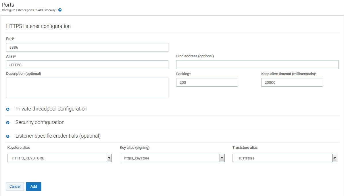 listener port configuration