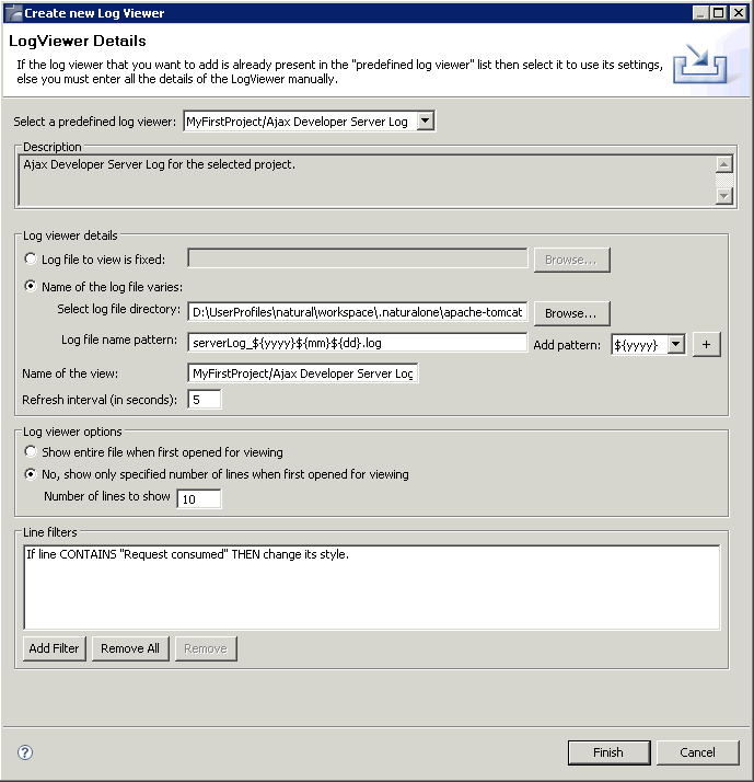 Log viewer details