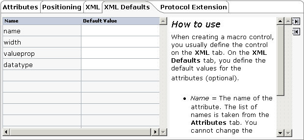 XML defaults