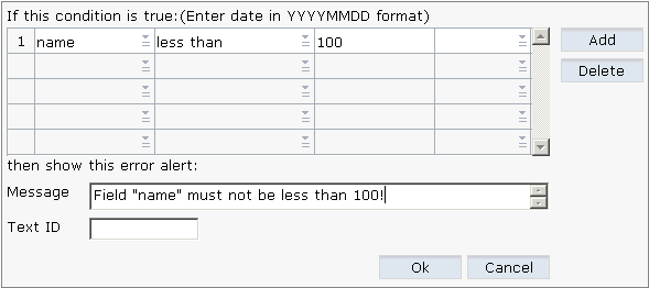 Validation rules editor