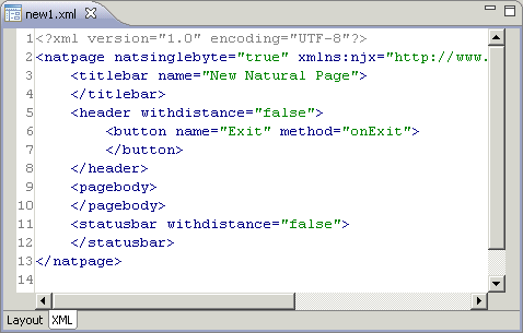 XML layout definition