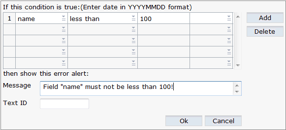 Validation rules editor