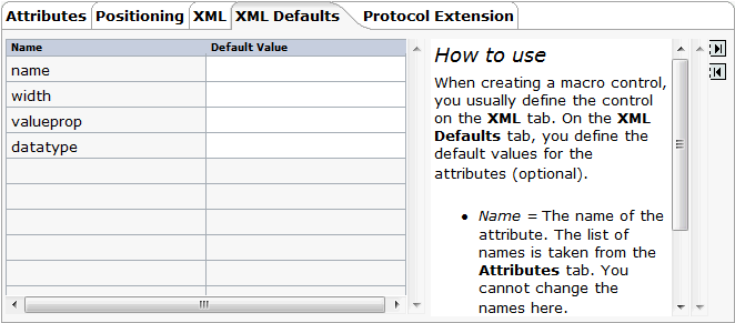 XML defaults