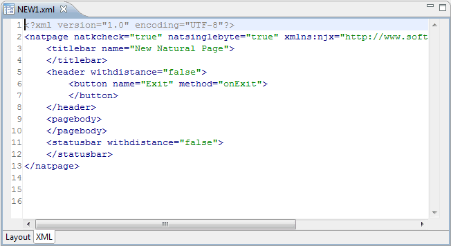 XML layout definition