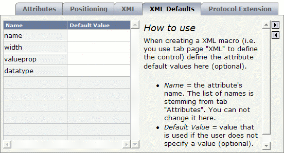 XML defaults