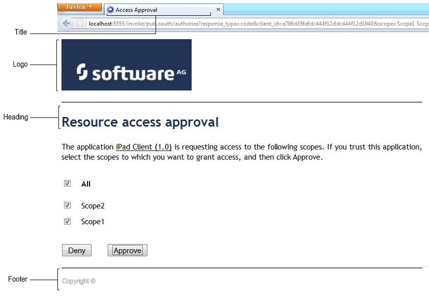 Default HTML page for OAuth approval