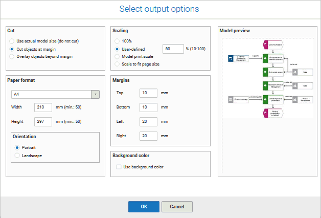 Select output options