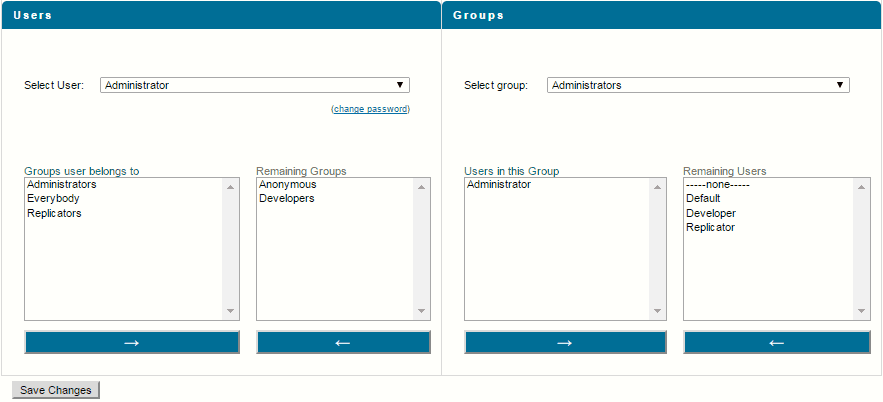 The following figure shows the user management screen