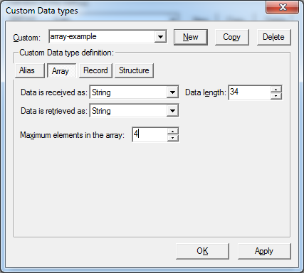 Custom data type array