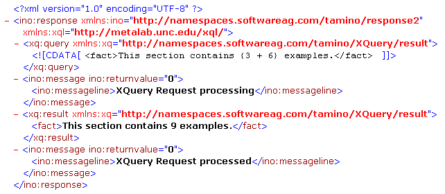 Tamino response to an XQuery