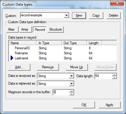 Custom data type record