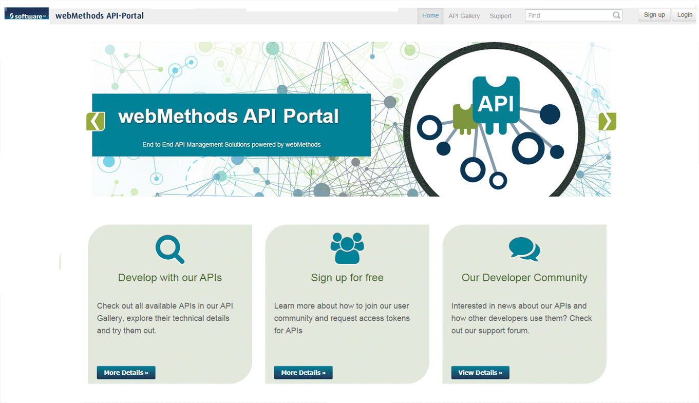 API Portal landing page