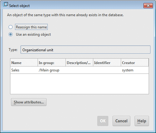 Select object dialog