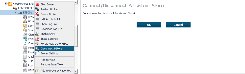 connect/disconnect persistent store