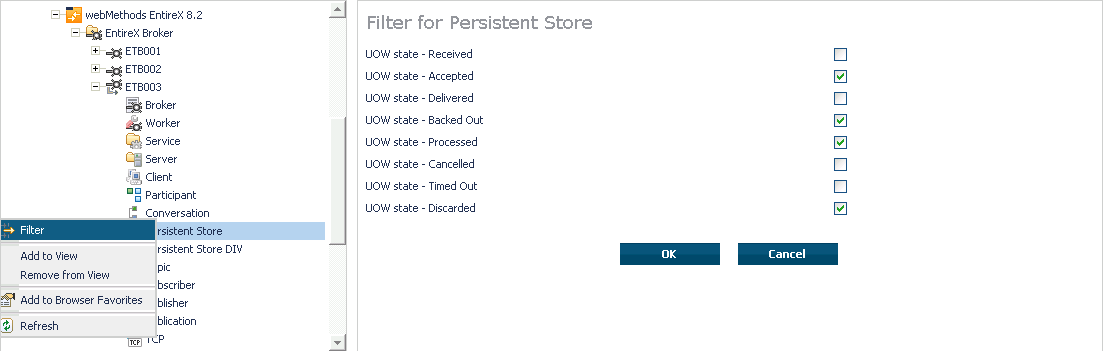 filter persistent store